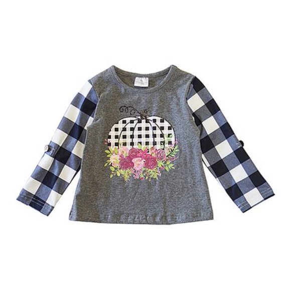 Honeydew checkerboard pumpkin tee sz 2 - Picture 1 of 5